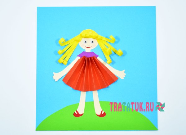 Аппликация девочки из бумаги
