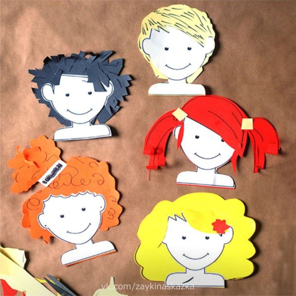 Аппликация волосы из бумаги