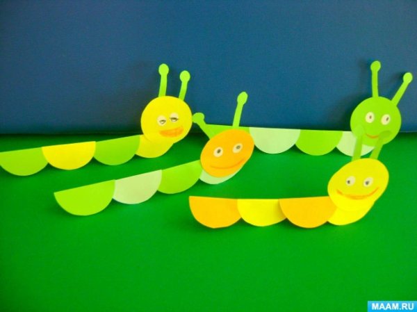 Поделка гусеничка из цветной бумаги