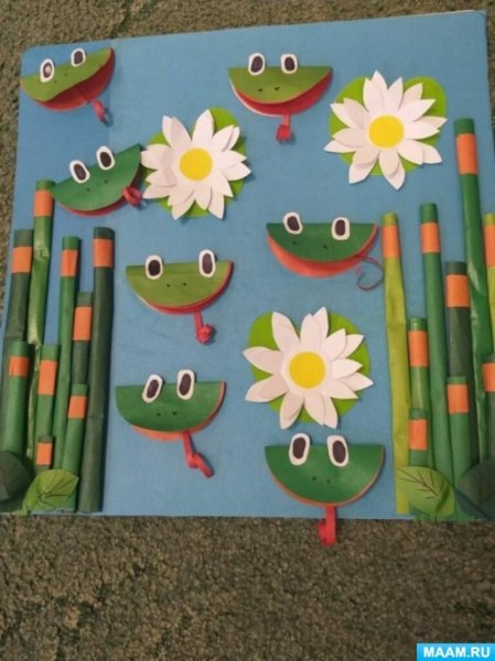 Коллективная аппликация лягушки