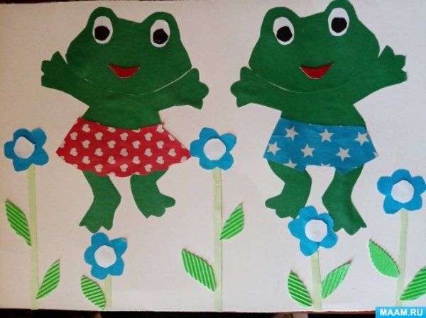 Аппликация лягушка в средней группе