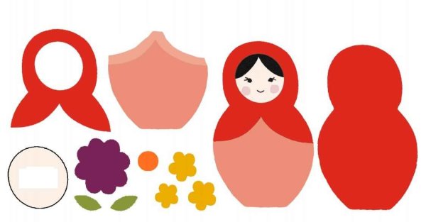 Аппликация Матрешка из бумаги