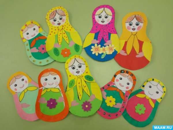 Аппликация Матрешка в подготовительной группе