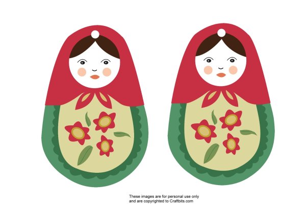 Аппликация Матрешка из бумаги