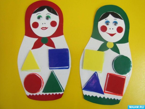 Аппликация Матрешка в младшей группе
