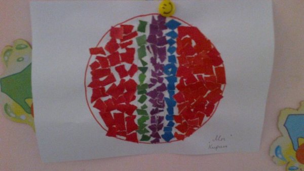 Обрывная аппликация во второй младшей группе