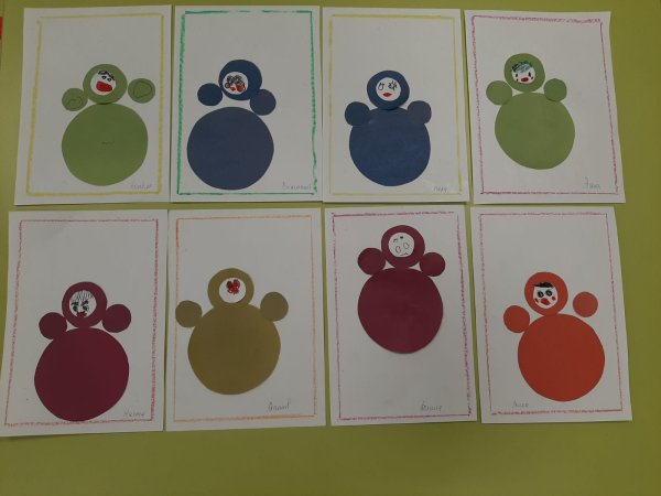 Разноцветные неваляшки аппликация