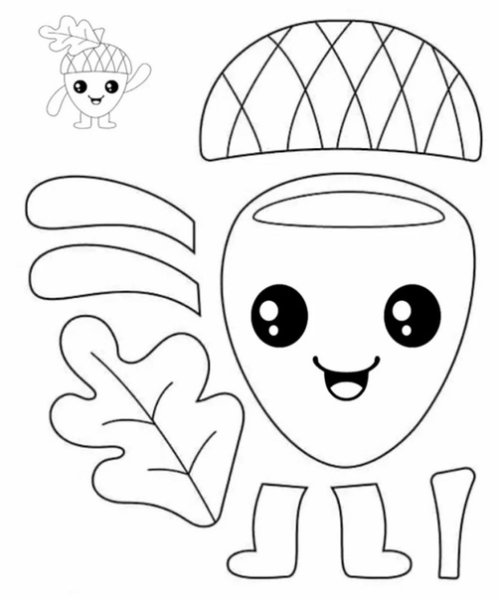 Аппликация желуди из бумаги