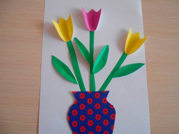 Аппликация ваза с цветами старшая группа