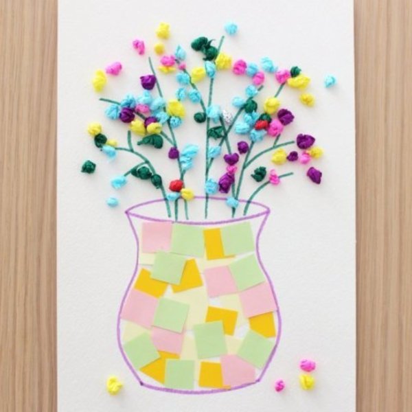 Ваза с цветами поделка из бумаги