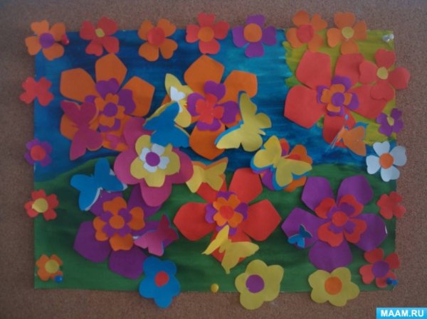 Цветочная Поляна из цветной бумаги