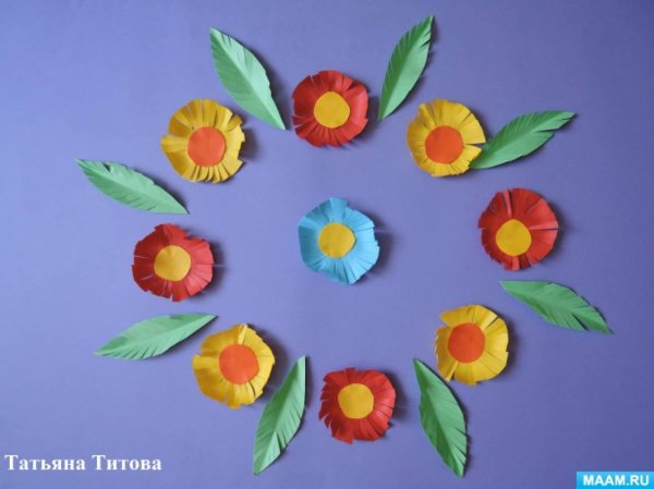 Цветочная клумба аппликация в подготовительной группе