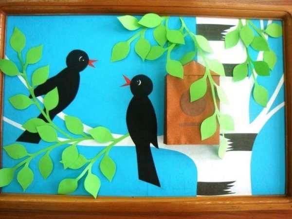 Весенняя аппликация из цветной бумаги