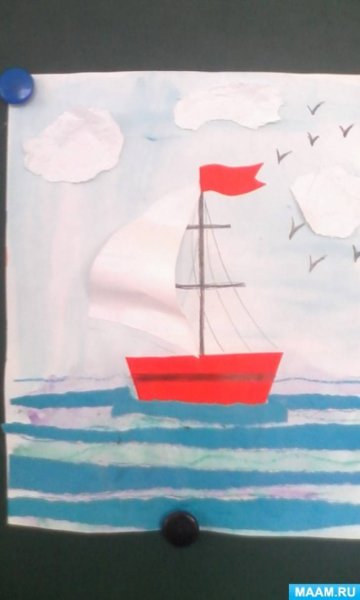 Аппликация корабль в море подготовительная группа