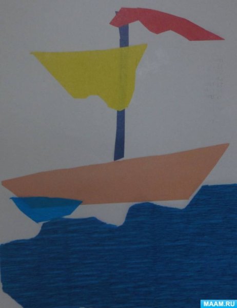 Аппликация море и кораблик