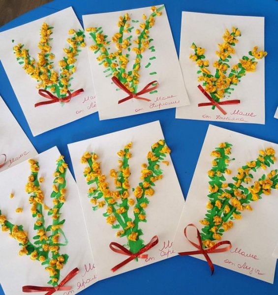 Веточка мимозы средняя группа