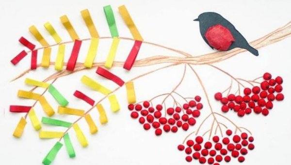 Аппликация ветка рябины