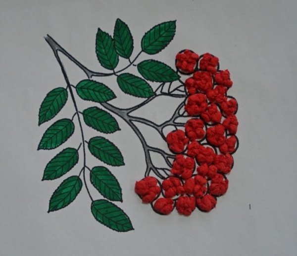 Аппликация ветка рябины