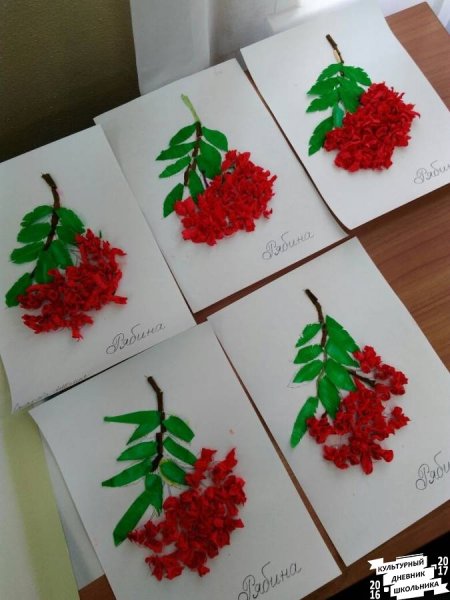 Аппликация Рябинка старшая группа