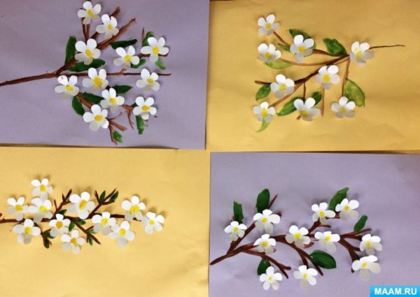 Поделка веточка цветущей яблони