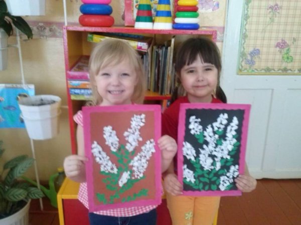 Аппликация черемуха средняя группа