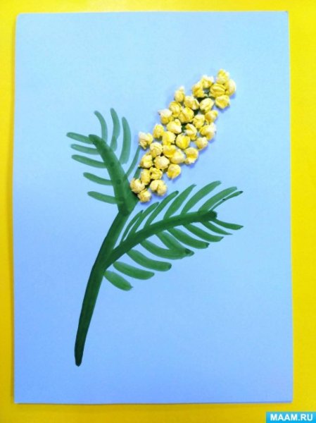 Веточка мимозы для пластилинографии