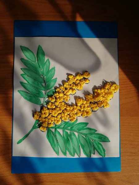 Ветка мимозы аппликация