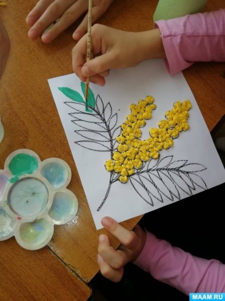 Цветы в детском саду к 8 марта Мимоза средняя группа