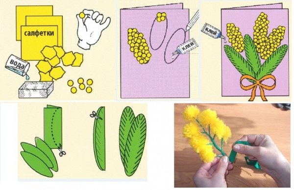 Мимоза поделка из бумаги