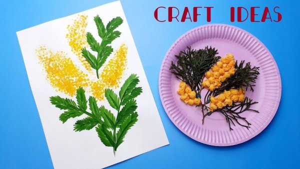 Аппликация Мимоза на 8 марта