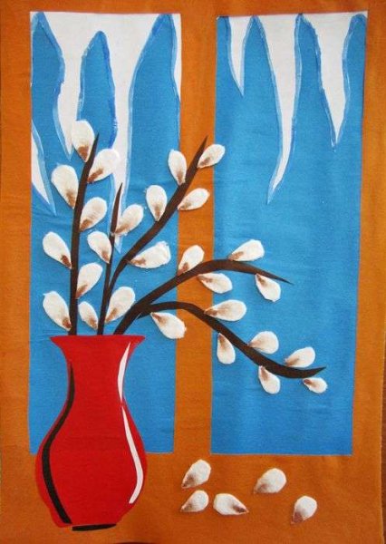 Веточка вербы аппликация