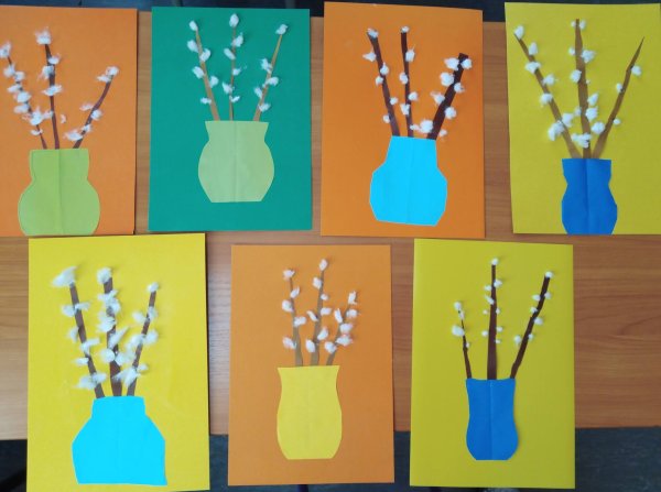 Аппликация Верба в вазе