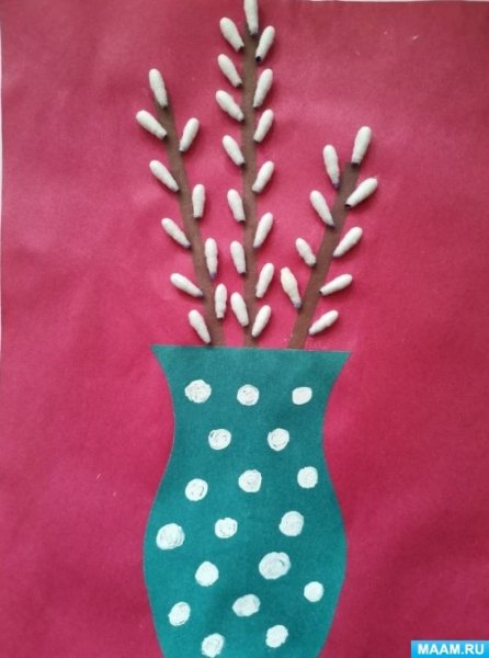 Лепка веточка вербы в младшей группе