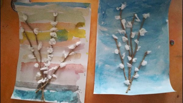 Поделка Верба из ваты