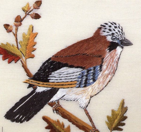 Вышитые птицы гладью