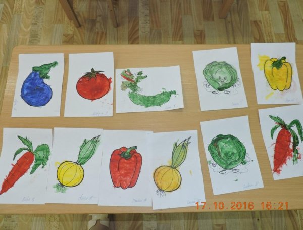 Рисование овощей и фруктов в младшей группе