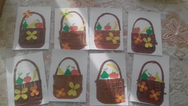 Аппликация корзина с фруктами