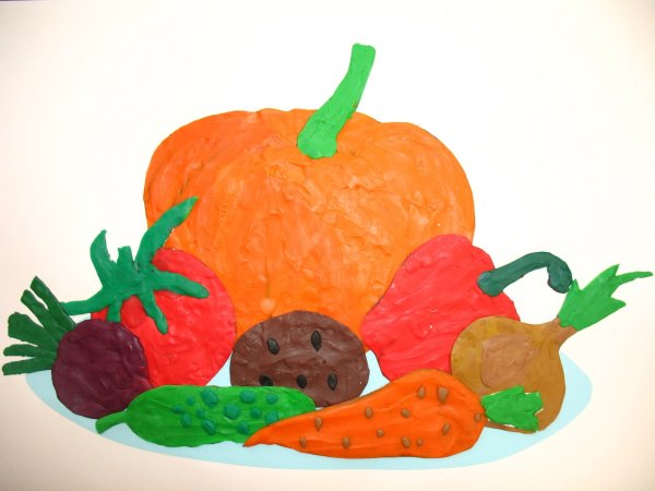 Овощи и фрукты из пластилина