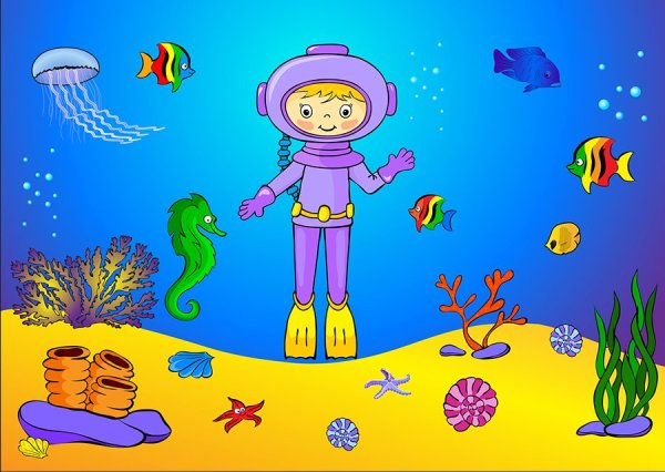 Водолаз рисунок для детей
