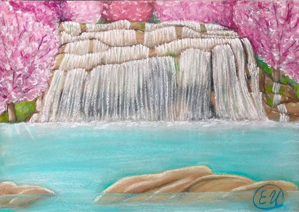 Водопад пастелью сухой