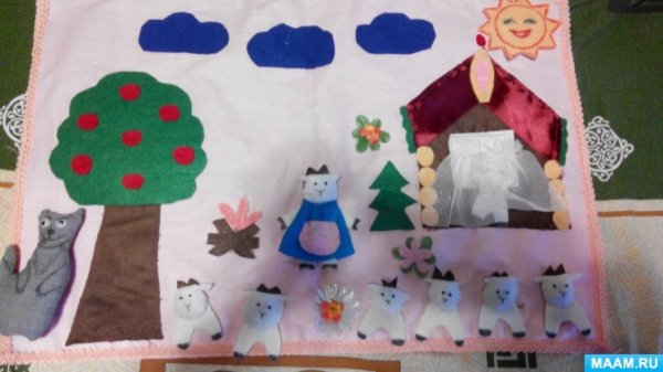 Аппликация по сказке волк и семеро козлят