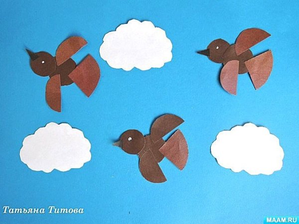 Птицы аппликация для детей средней группы