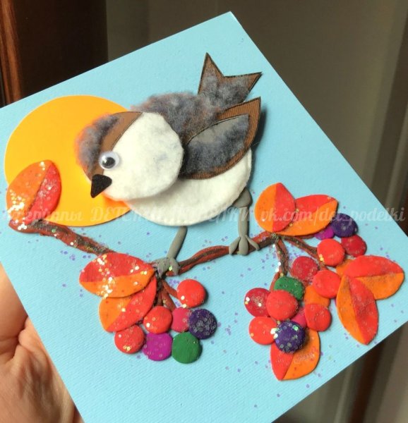 Аппликация из ватных дисков