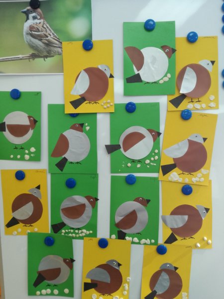 Аппликация птицы в младшей группе