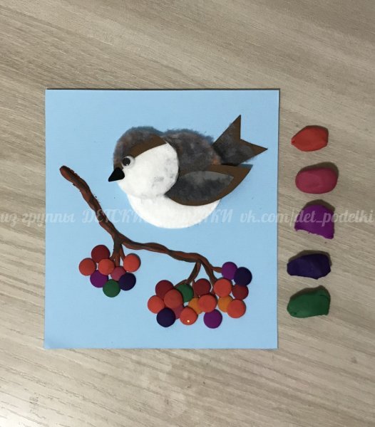 Воробей аппликация для детей