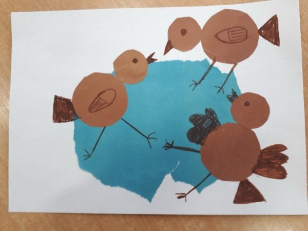 Аппликацияворобиь в лужах