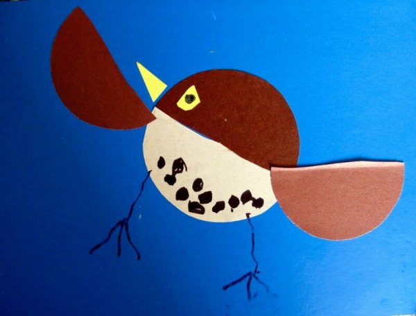 Аппликация Воробей