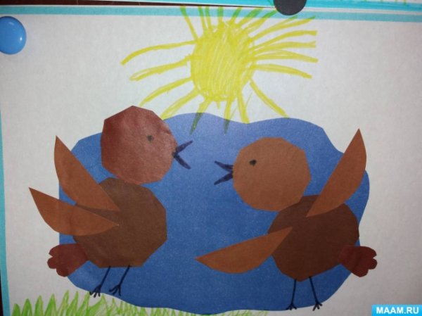 Аппликация Воробей в средней группе