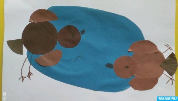 Аппликация птицы в средней группе