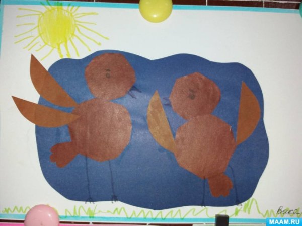 Аппликация Воробей в средней группе